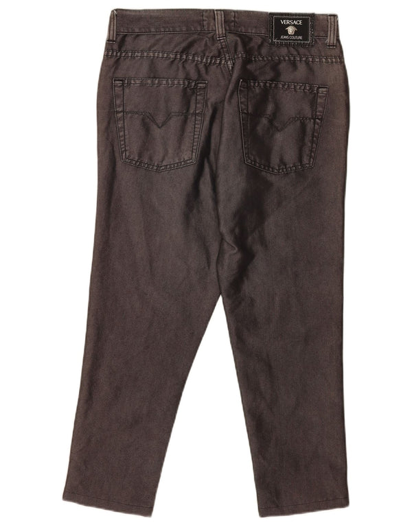 Versace Mens Tapered Casual Trousers W29 L23 Grey Cotton