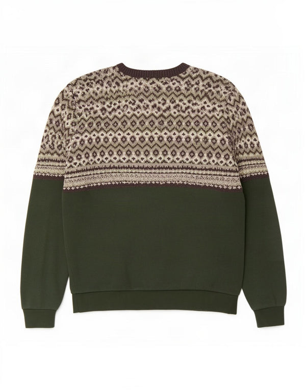 Scout Mens Boat Neck Jumper Sweater XS Green Fair Isle Polyester