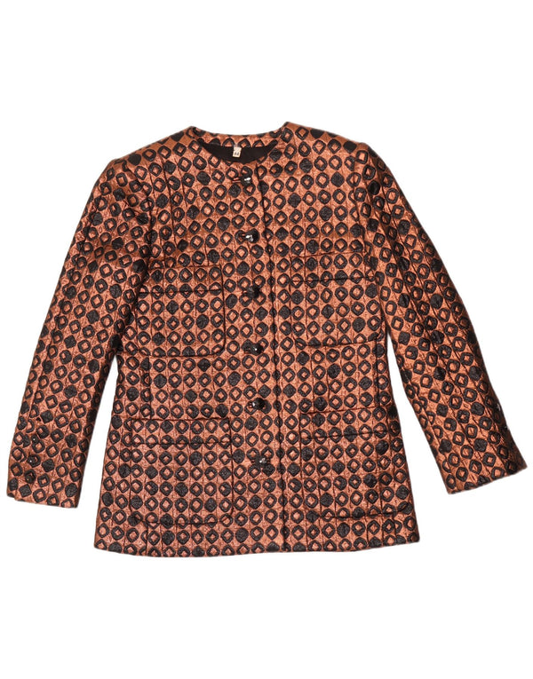 Vintage Womens 6 Button Blazer Jacket IT 44 Medium Brown Geometric