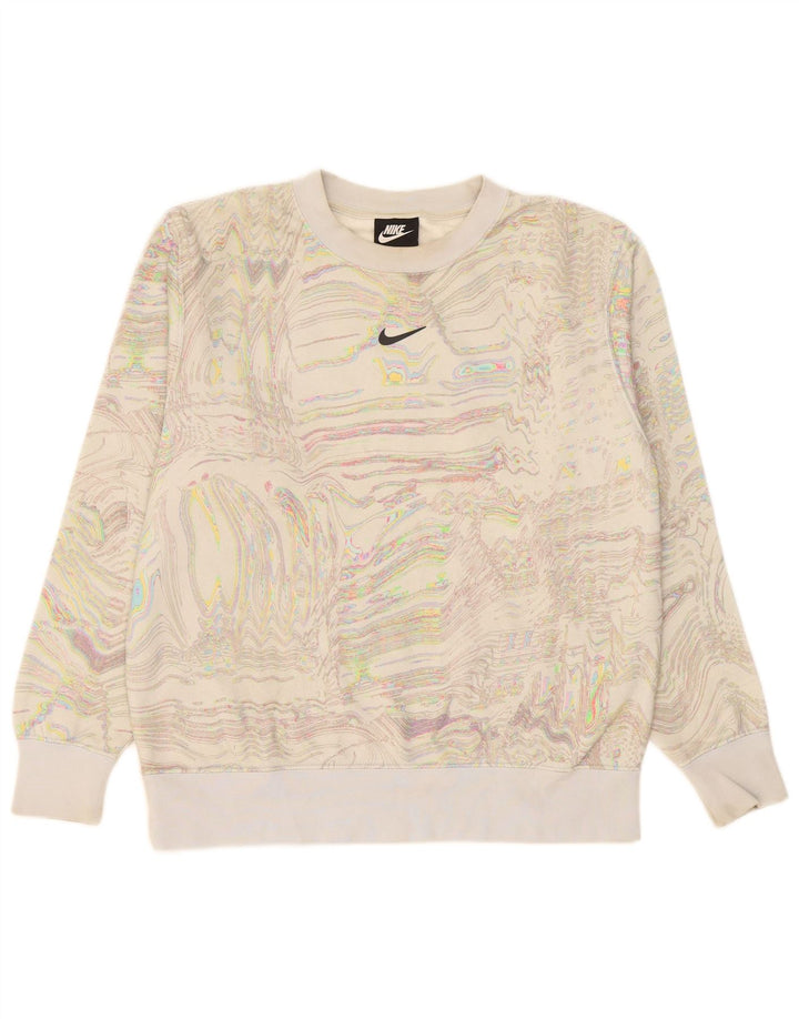 Nike Sweat-shirt à motif abstrait pour femme UK 10 Petit Blanc cassé
