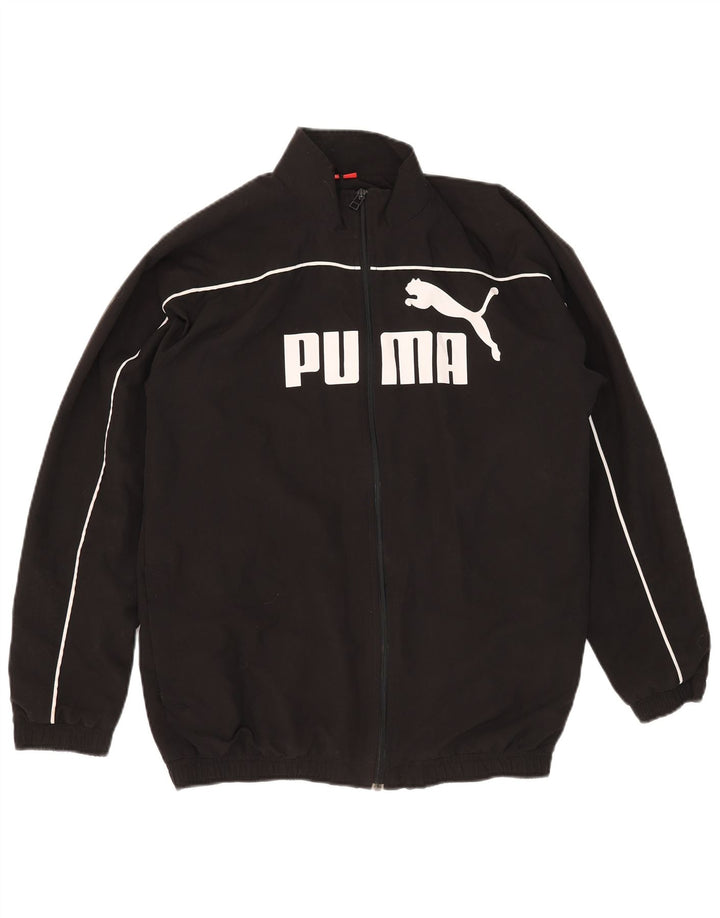 Puma Boys Graphic Tracksuit Top Jacket 15-16 Years Black Polyester