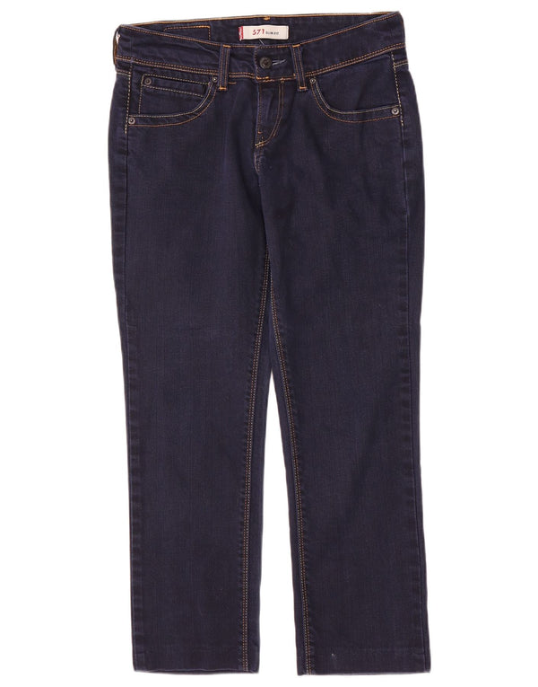 Levi's Womens 571 Crop Slim Jeans W28 L25 Navy Blue Cotton