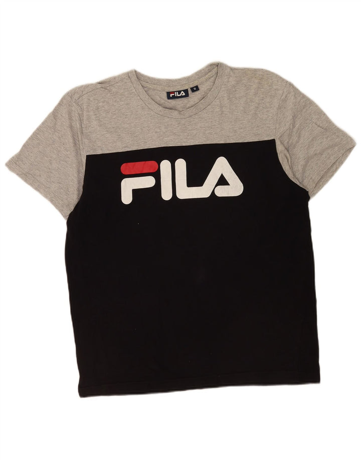 Fila Mens Graphic T-Shirt Top Medium Black Colourblock Cotton