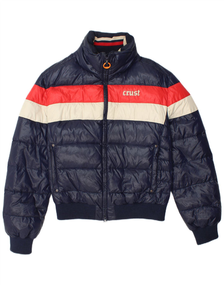 Crust Mens Bomber Padded Jacket UK 38 Medium Navy Blue Colourblock