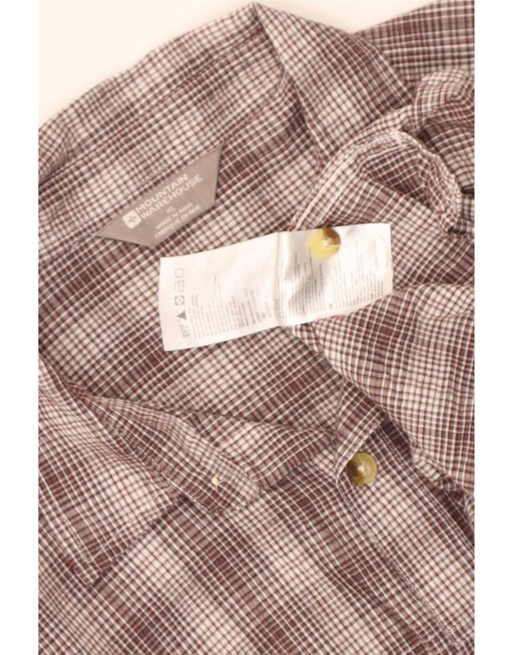 Mountain Warehouse Mens Short Sleeve Shirt XL Brown Check Cotton