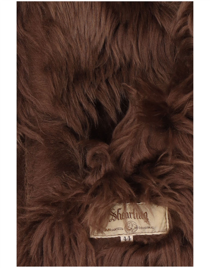 Vintage Womens Oversized Shearling Coat IT 44 Medium Brown Shearling