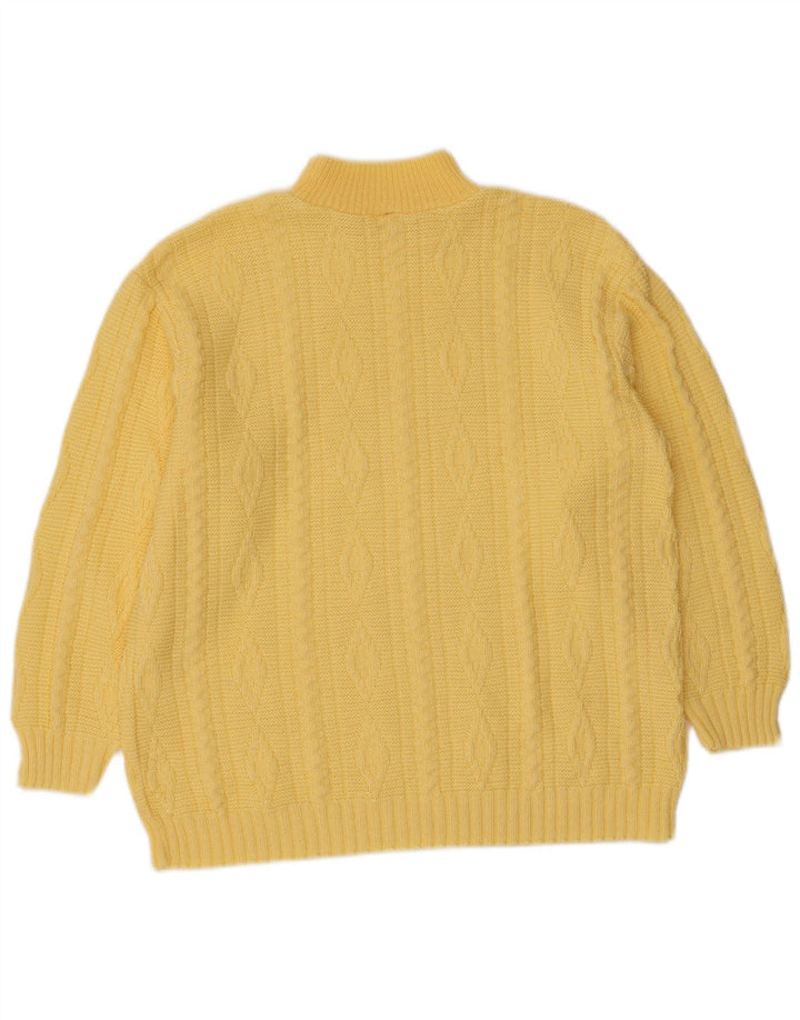 VINTAGE Womens Turtle Neck Jumper Sweater UK 12 Medium Yellow