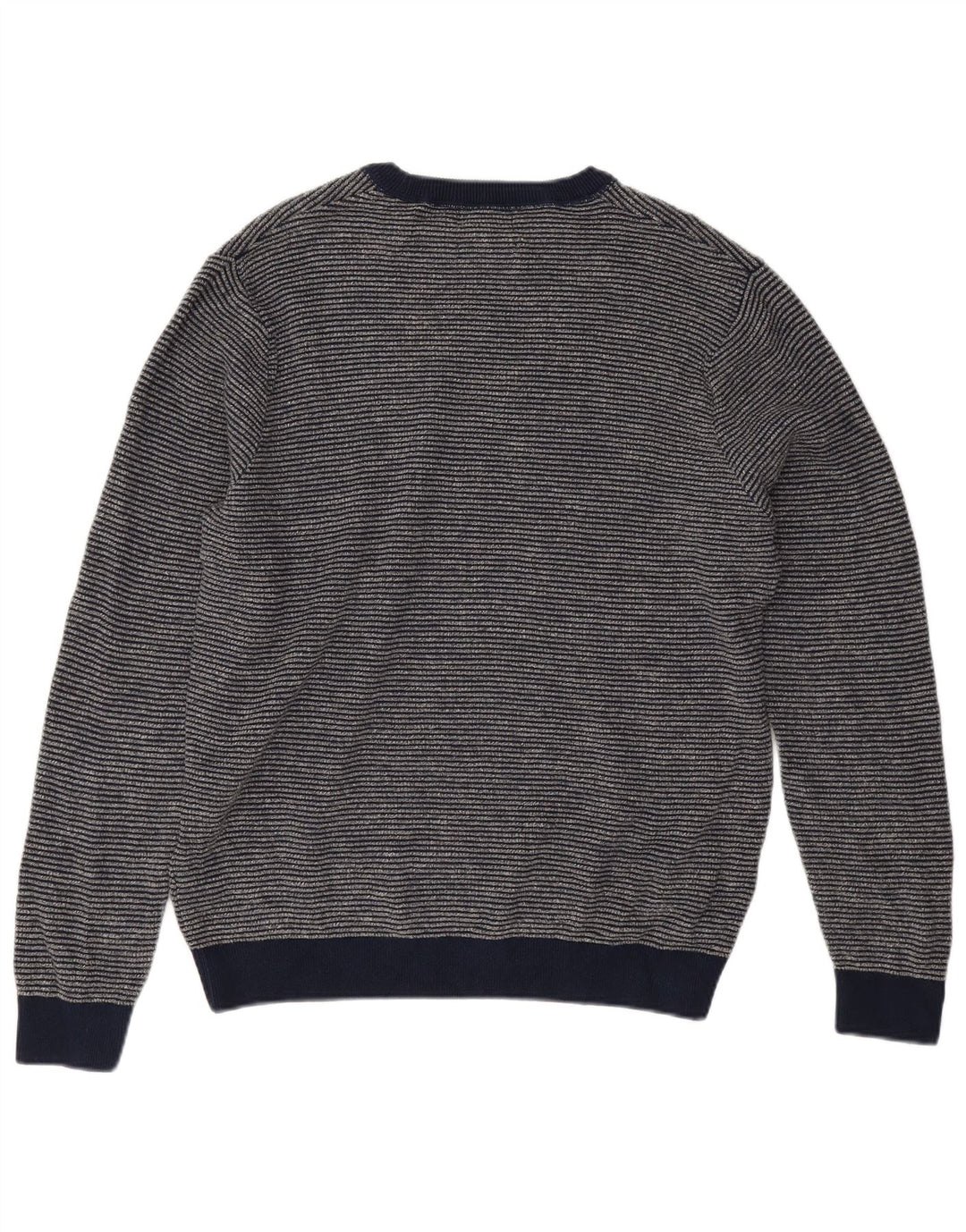 Marks & Spencer Mens Crew Neck Jumper Sweater Large Navy Blue Pinstripe