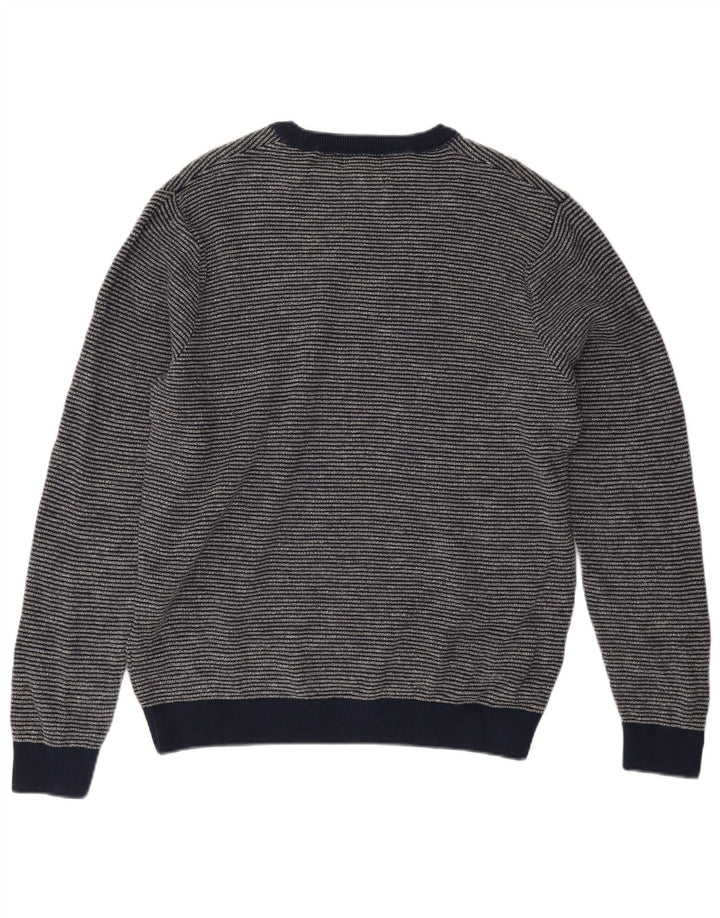 Marks & Spencer Mens Crew Neck Jumper Sweater Large Navy Blue Pinstripe