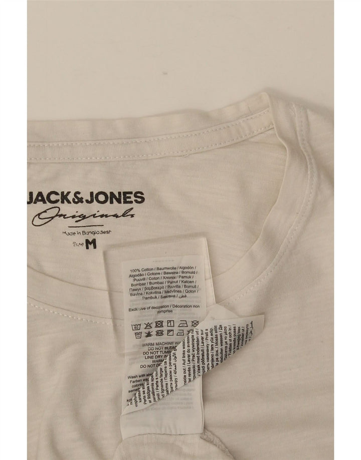 JACK & JONES Mens T-Shirt Top Medium White Floral Cotton