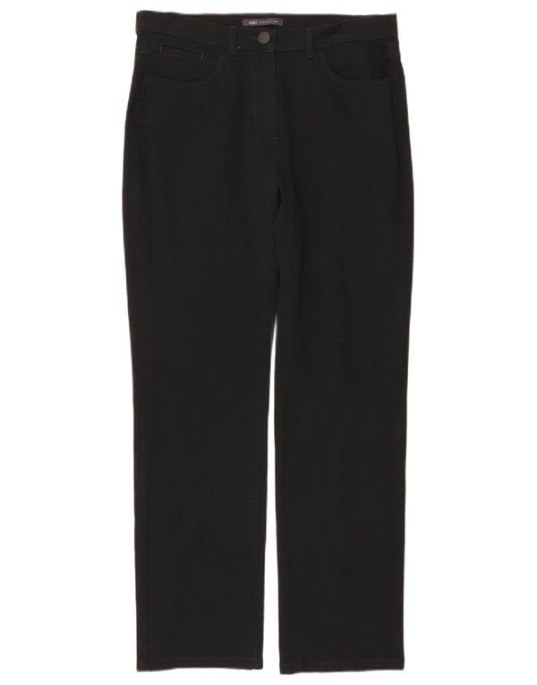 Marks & Spencer Pantalones Casuales Rectos para Mujer UK 10 Small W30 L29 Negro