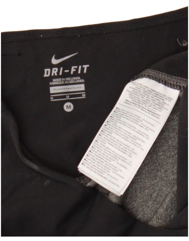 NIKE Womens Dri Fit Leggings UK 12 Medium  Grey Colourblock Polyester
