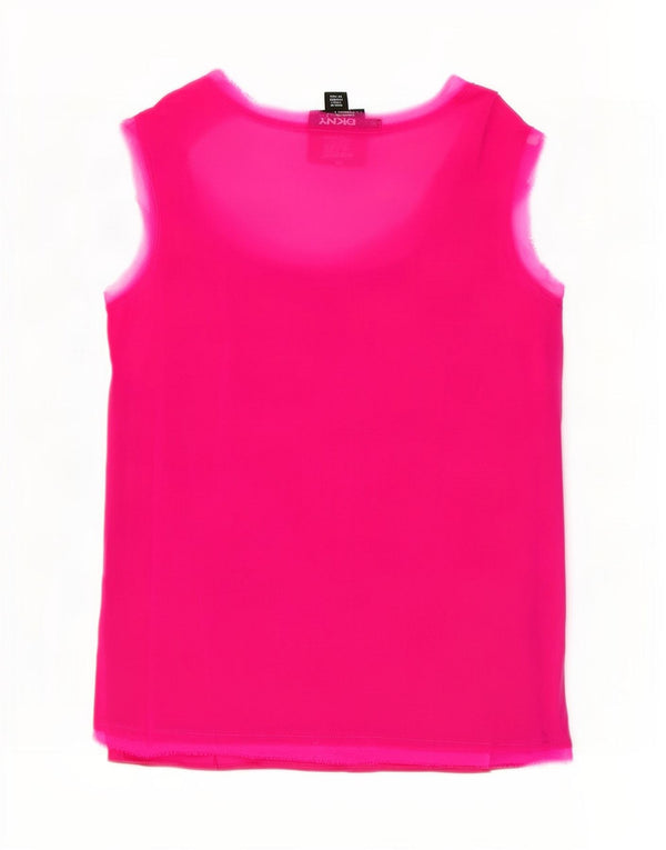 Dkny Womens Sleeveless Blouse Top UK 10 Small Pink Silk