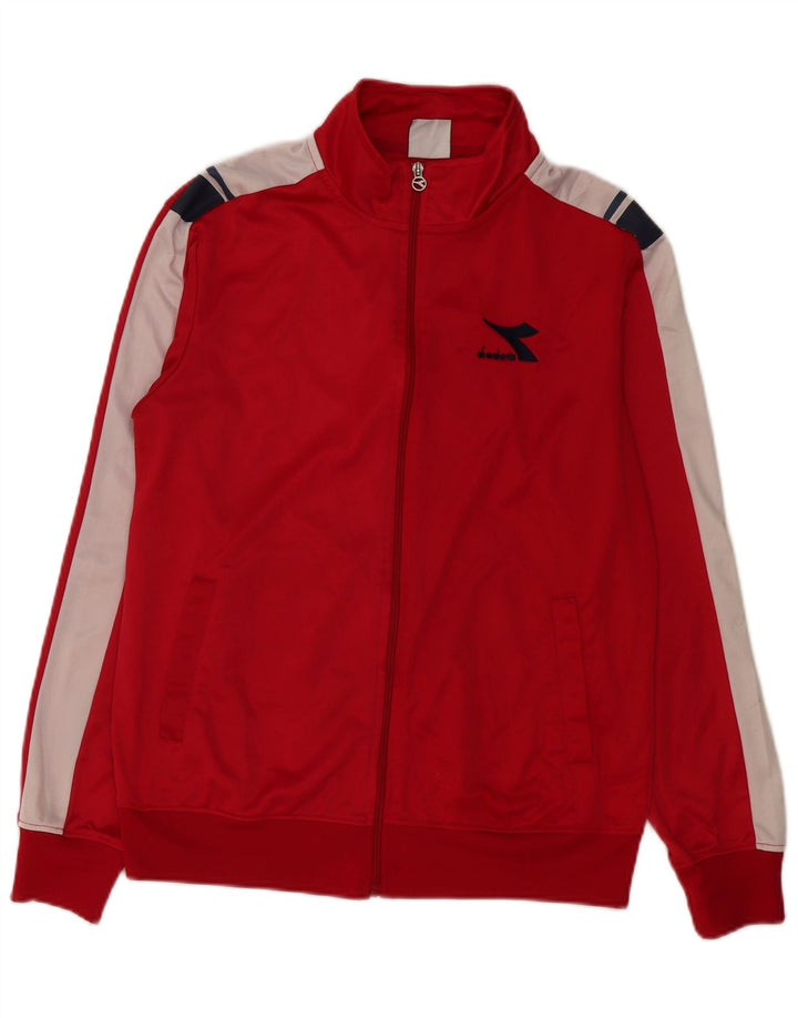 DIADORA Træningsdragt topjakke til kvinder UK 16 Large Red Colourblock Polyester