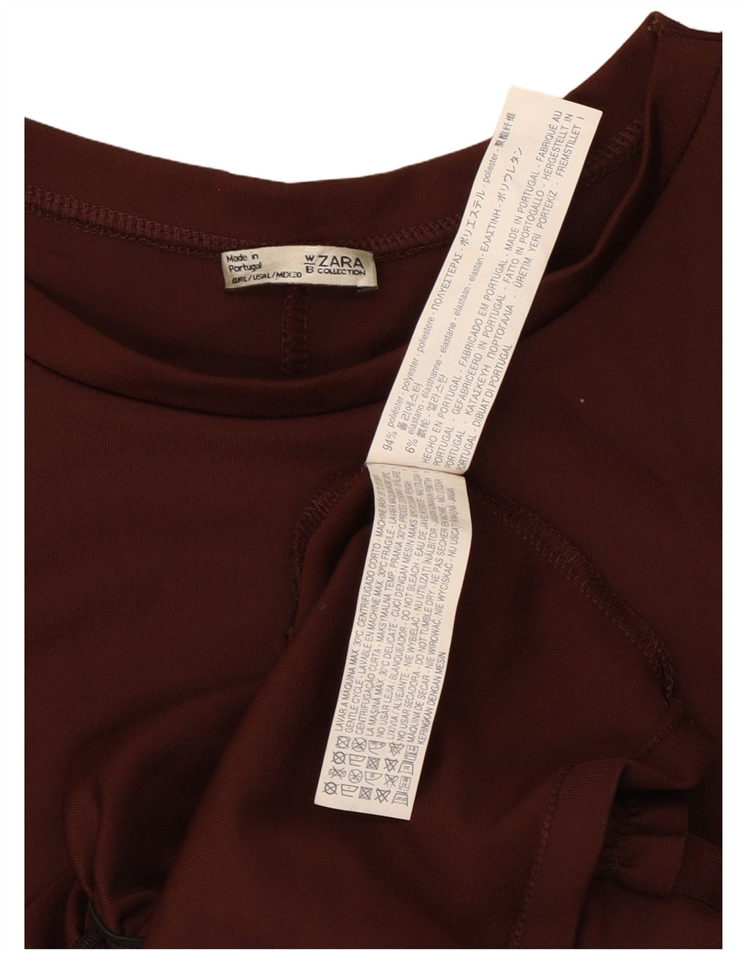 Zara Damen Etuikleid mit Rüschen vorne, UK 14, Größe L, braun, Polyester