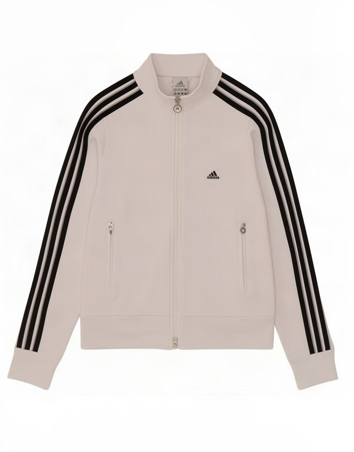 Adidas Womens Tracksuit Top Jacket UK 10 Small White Polyester