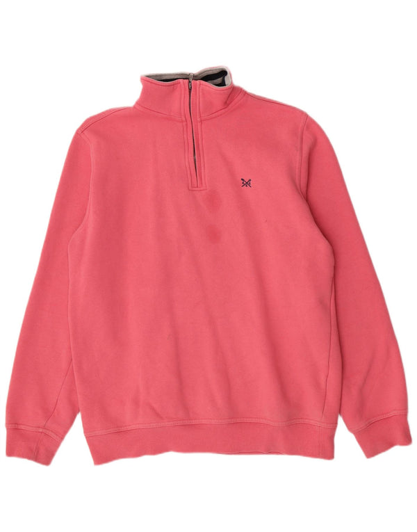 Crew Clothing Hanorac pentru femei cu fermoar și gât Pulover UK 14 Bumbac roz mediu
