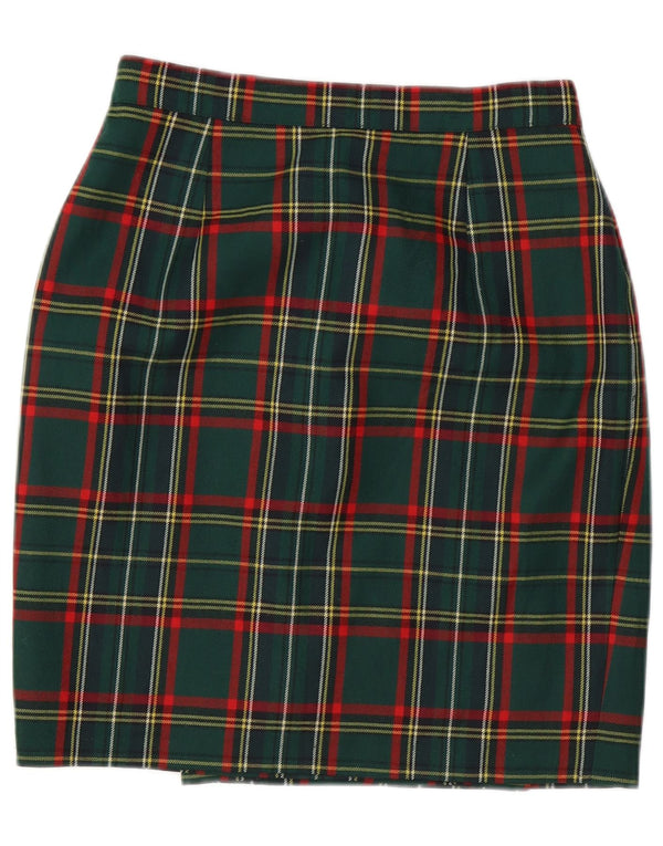 Vintage Damen Bleistiftrock W28 Mittelgrün kariert
