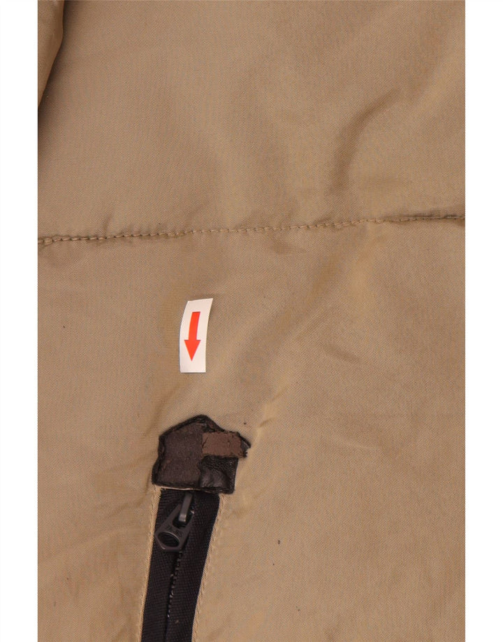 Zara Mens Hooded Padded Jacket UK 40 Large Beige Nylon