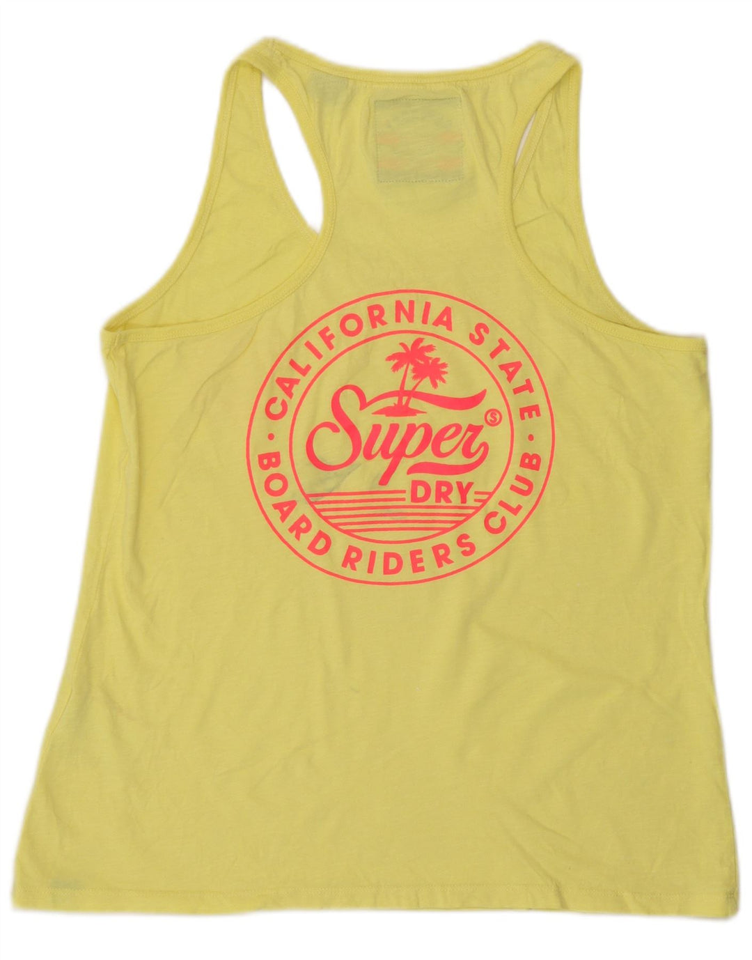 Superdry Womens Graphic Vest Top UK 12 Medium Yellow Cotton