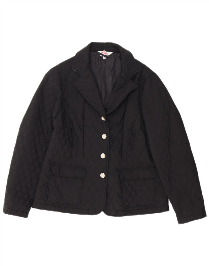 Cherie Jaqueta blazer feminina acolchoada com 4 botões IT 46 grande algodão preto