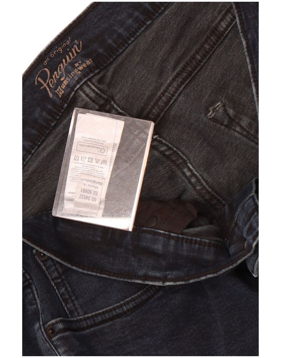 Penguin Mens Slim Jeans W34 L32 Navy Blue Cotton
