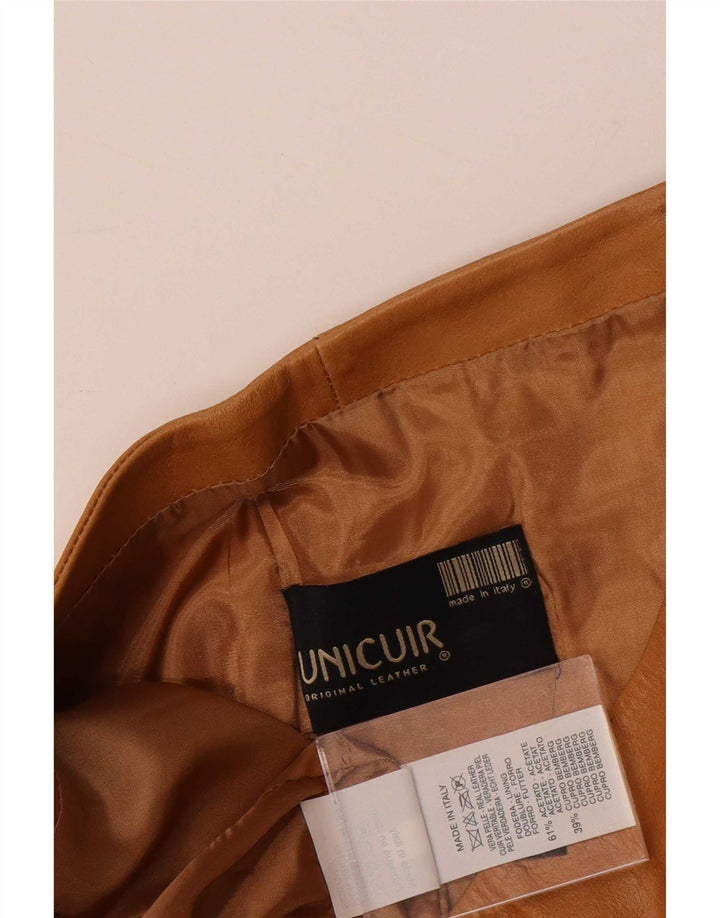 jupe en cuir femme vintage IT 44 Medium W32 Cuir Marron