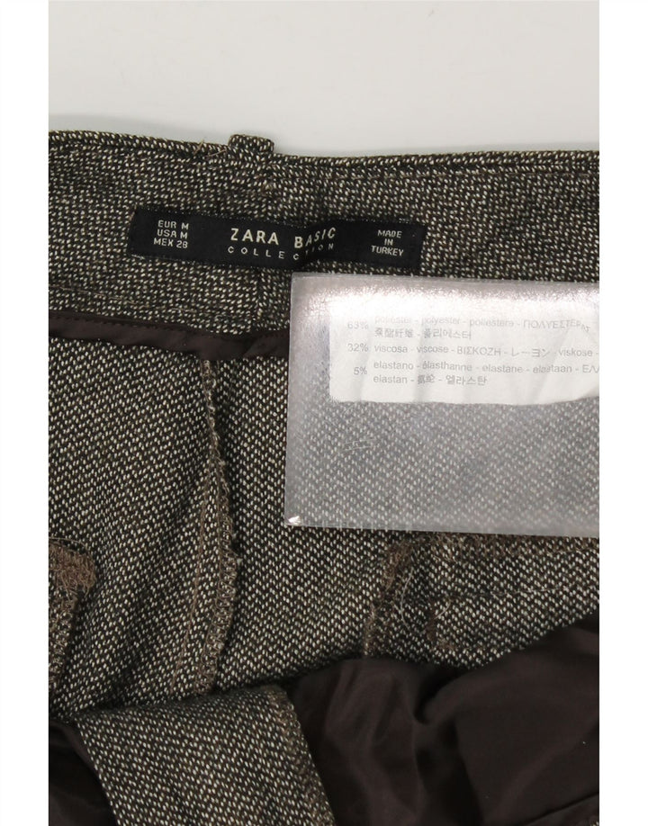 Zara Womens Crop Suit Bukser Medium W28 L24 Khaki Polyester