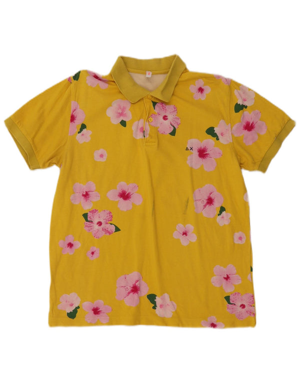 Polo da donna Sun68 UK 18 XL cotone floreale giallo