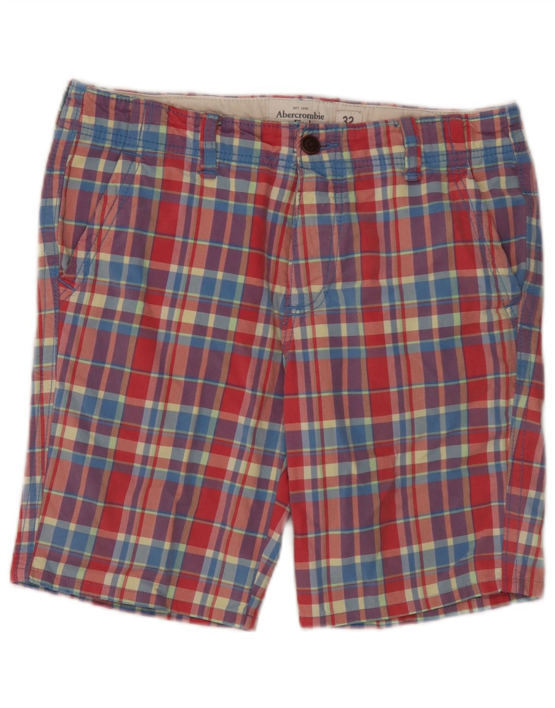 Abercrombie & Fitch Mens Chino Shorts W32 Medium Multicoloured Check Cotton