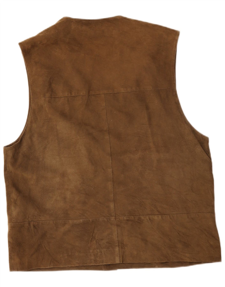 Vintage Mens Suede Waistcoat IT 52 Large Brown Leather