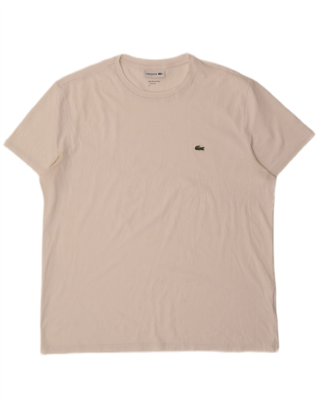 Lacoste Mens Regular Fit T-Shirt Top Large White Cotton