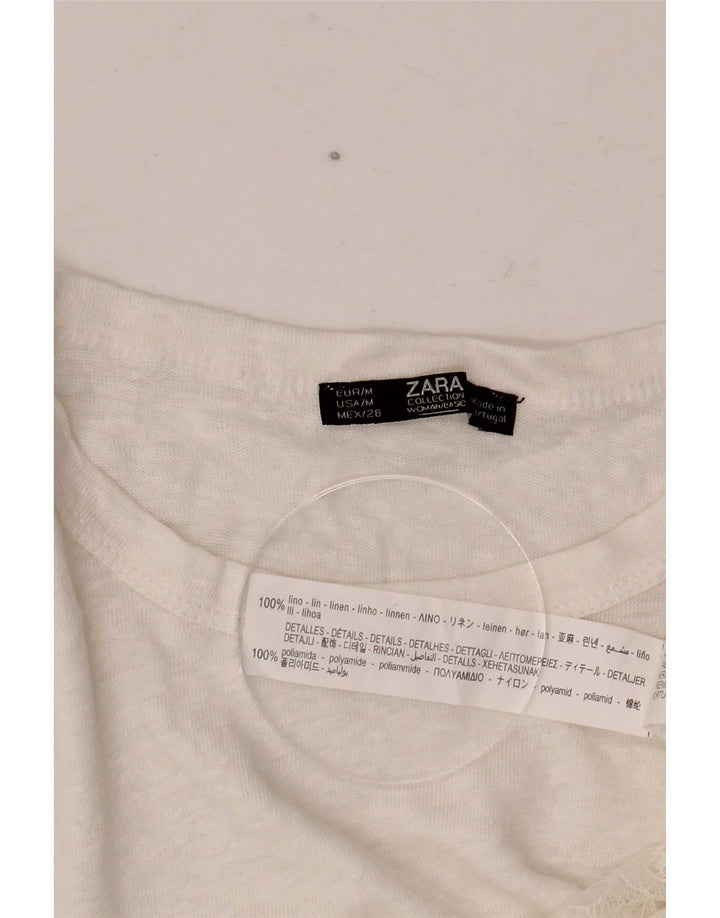 Bluză Crop Top pentru femei Zara UK 12, in alb mediu