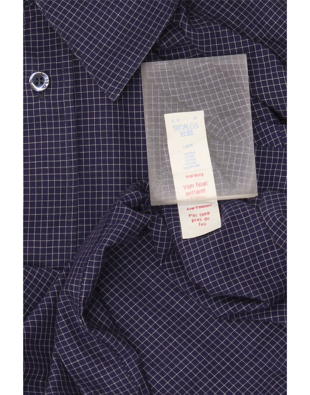 Fila Mens Shirt Large Navy Blue Gingham Cotton