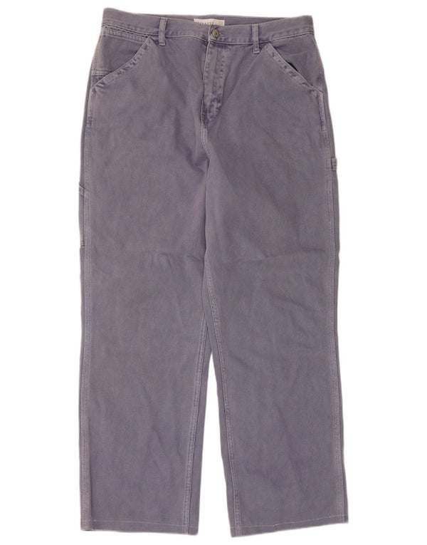 Topshop Damen gerade Cargohose UK 16 W34 L28 Lila Baumwolle