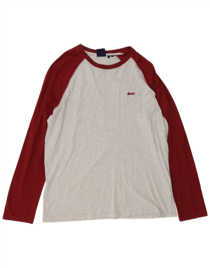 Superdry Mens Top Long Sleeve 2XL Grey Colourblock Cotton