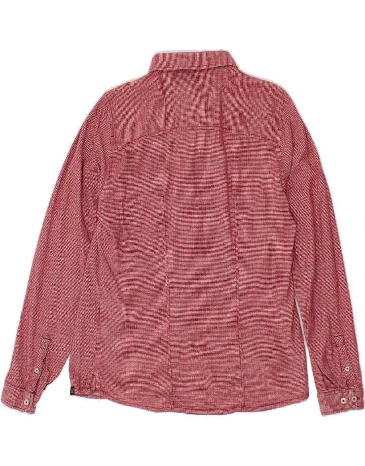JACK WOLFSKIN Womens Shirt UK 8/10 Small Red Houndstooth Cotton Vintage Jack Wolfskin and Second-Hand Jack Wolfskin from Messina Hembry 