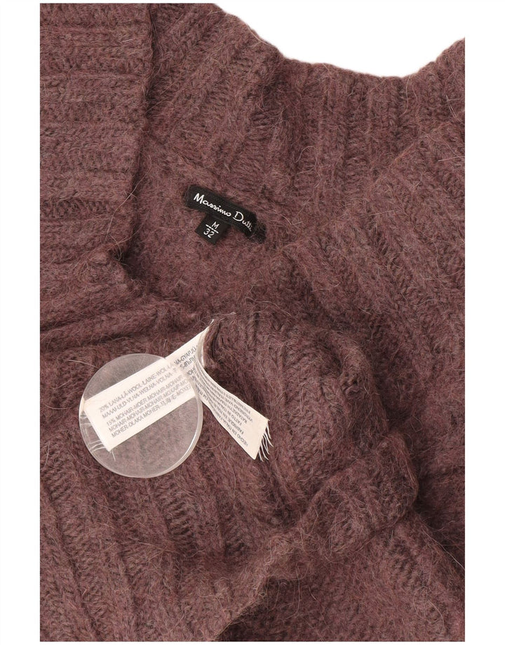 MASSIMO DUTTI Womens V-Neck Jumper Sweater UK 12 Medium Burgundy
