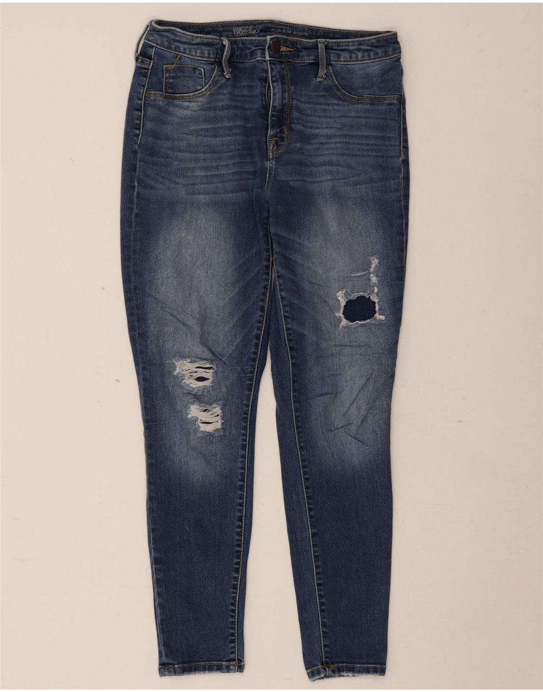 Mossimo Womens Distressed Jegging Jeans US 10 Medium W30 L26 Blue Cotton