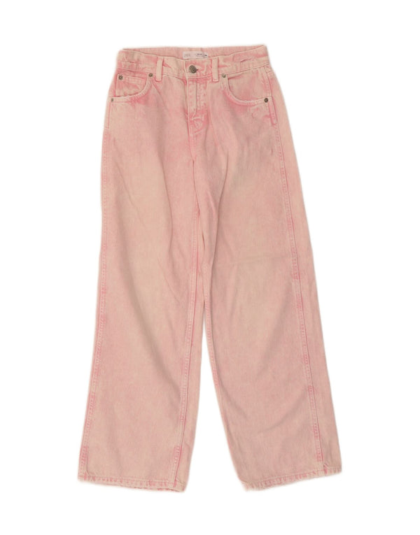 ZARA Girls Wide Leg Jeans 13-14 Years W26 L27 Pink Cotton