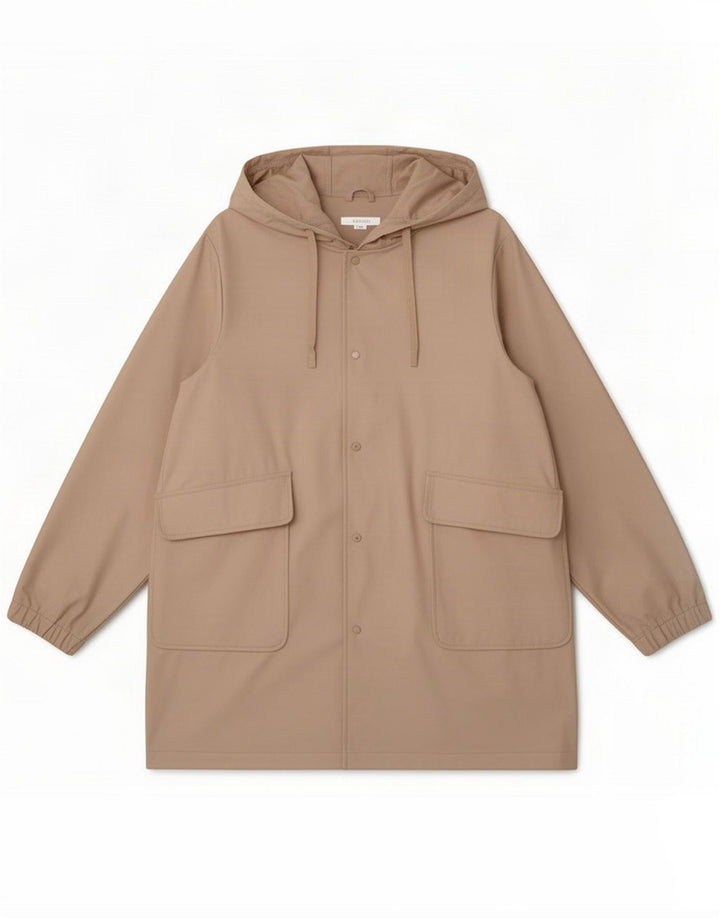 Zara Dame Hooded Parka Jacket UK 18 XL Beige Polyester
