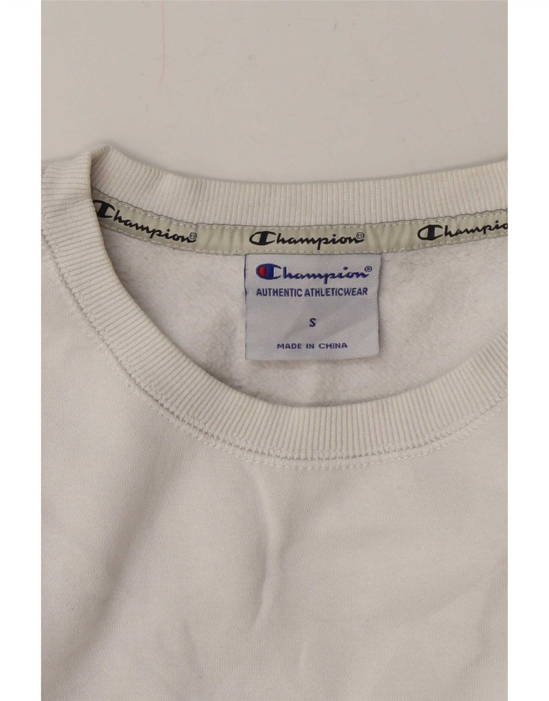 Champion Mens Graphic Sweatshirt Jumper Small White Cotton