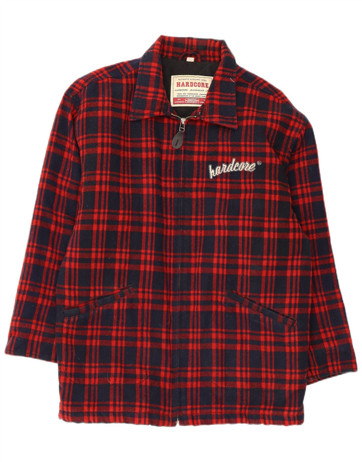 VINTAGE Grafisk overfrakke til mænd UK 38 Medium Navy Blue Check