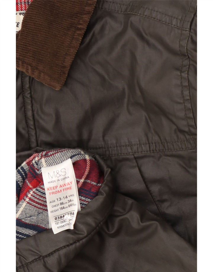Marks & Spencer Boys κερωμένο βαμβακερό μπουφάν 13-14 ετών Χακί
