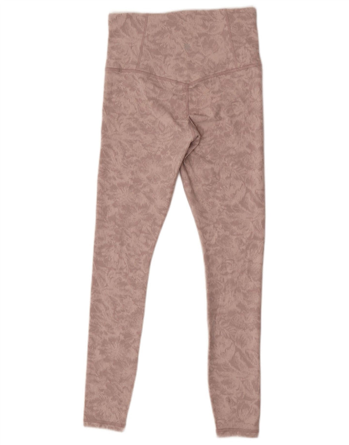 Athleta Womens abstrakt mønster Leggings UK 8 Small Pink Nylon