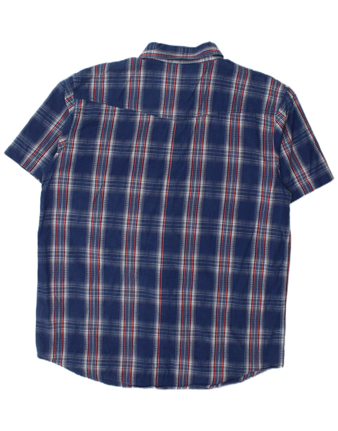 Wrangler Mens Short Sleeve Shirt XL Blue Check Cotton