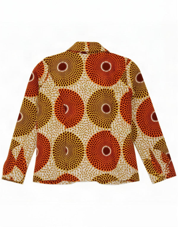 Jaqueta Blazer aberta feminina vintage UK 8 pequena geométrica multicolorida