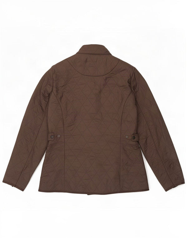 Jaqueta acolchoada feminina Barbour UK 12 poliéster marrom médio