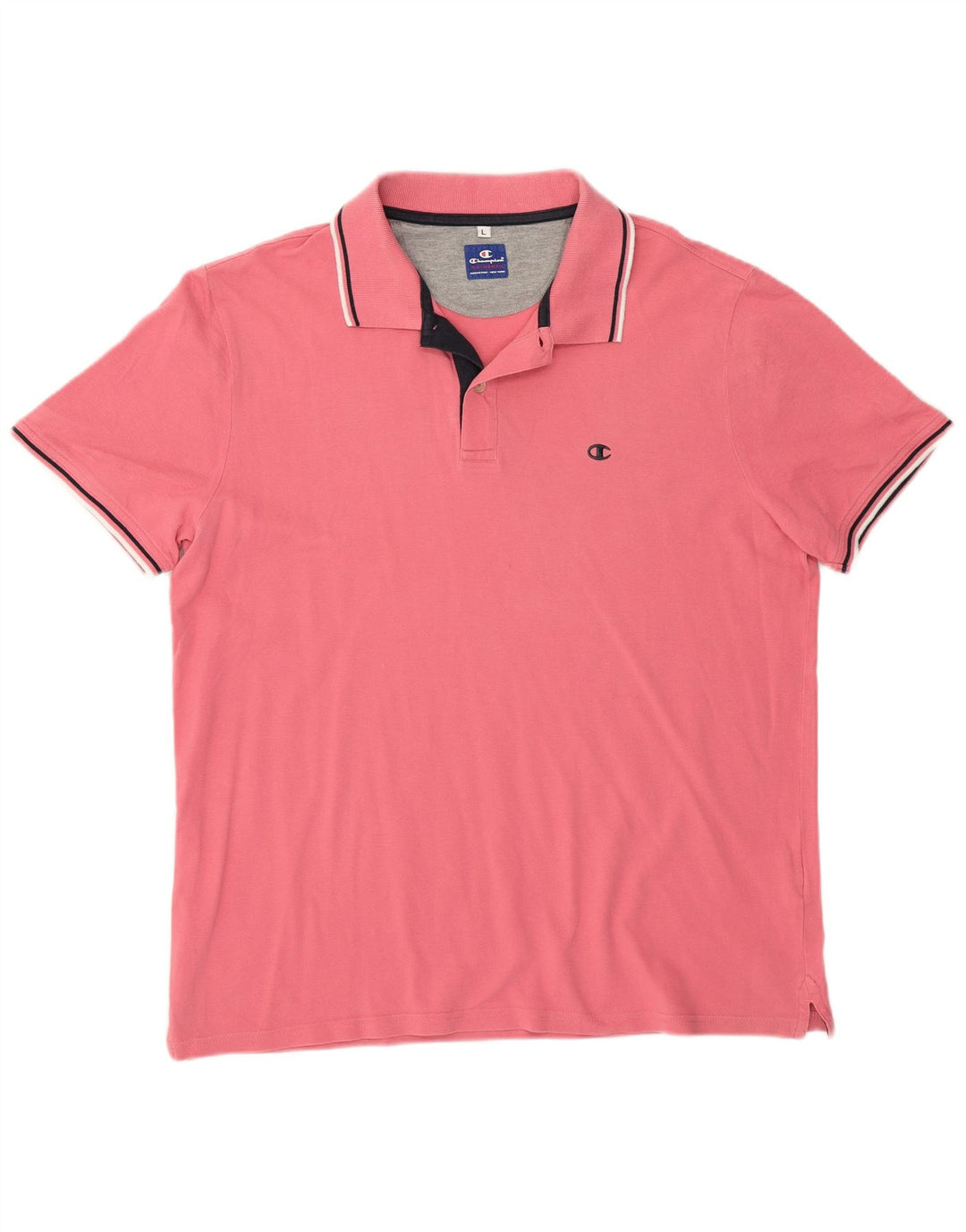 Champion Mens Polo Shirt Large Pink Cotton