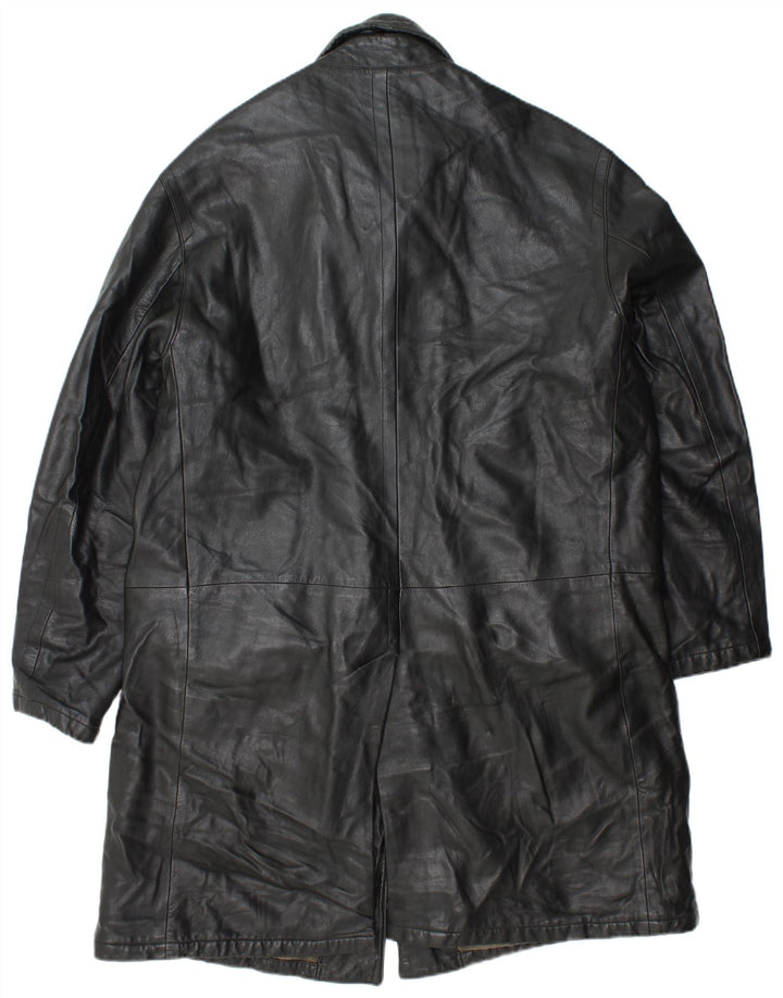 Pal Zileri Mens Leather Coat IT 52 XL Black Leather